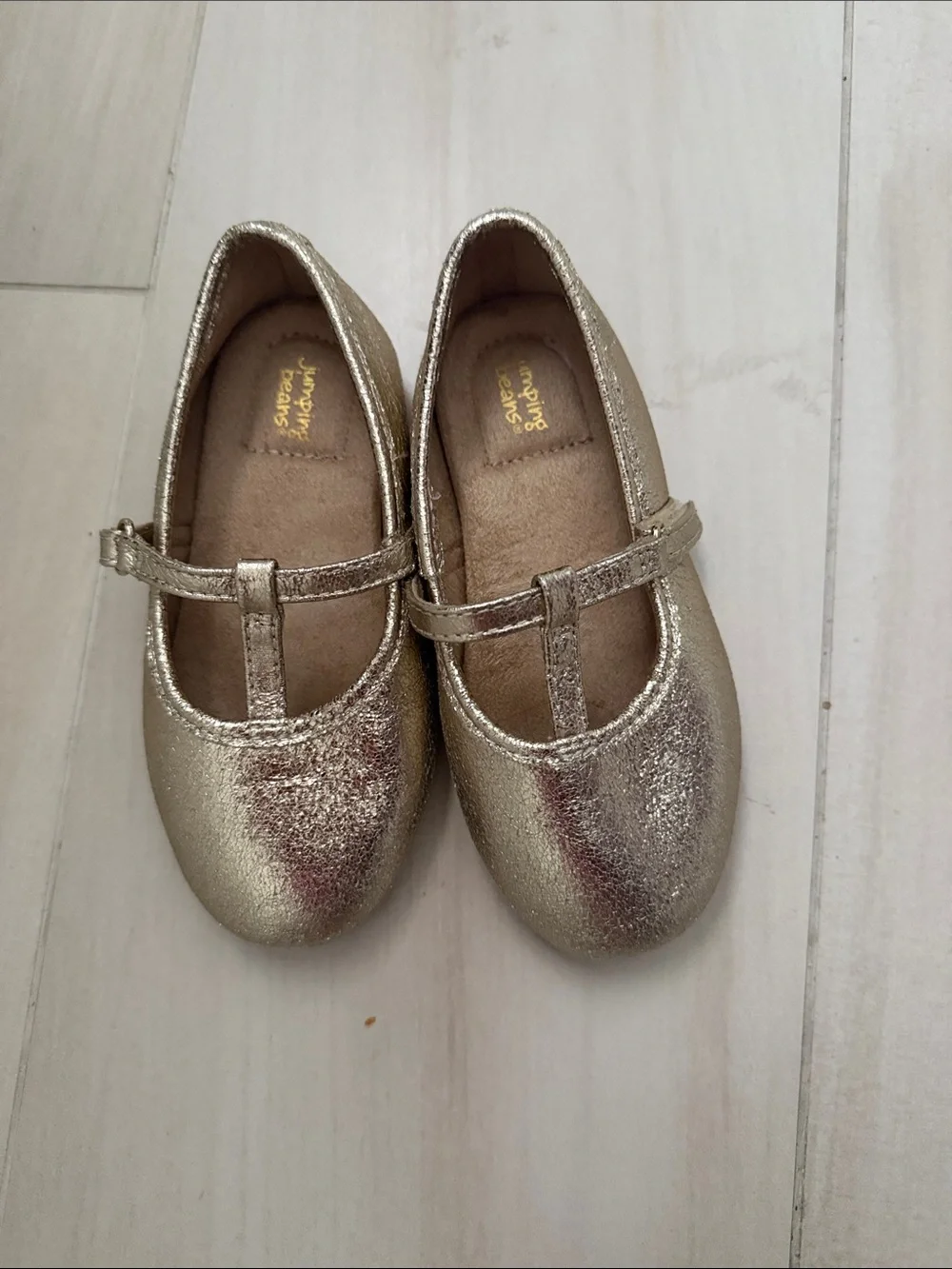 jumping beans Metallic Gold T-Strap Mary Jane Girls' Shoes